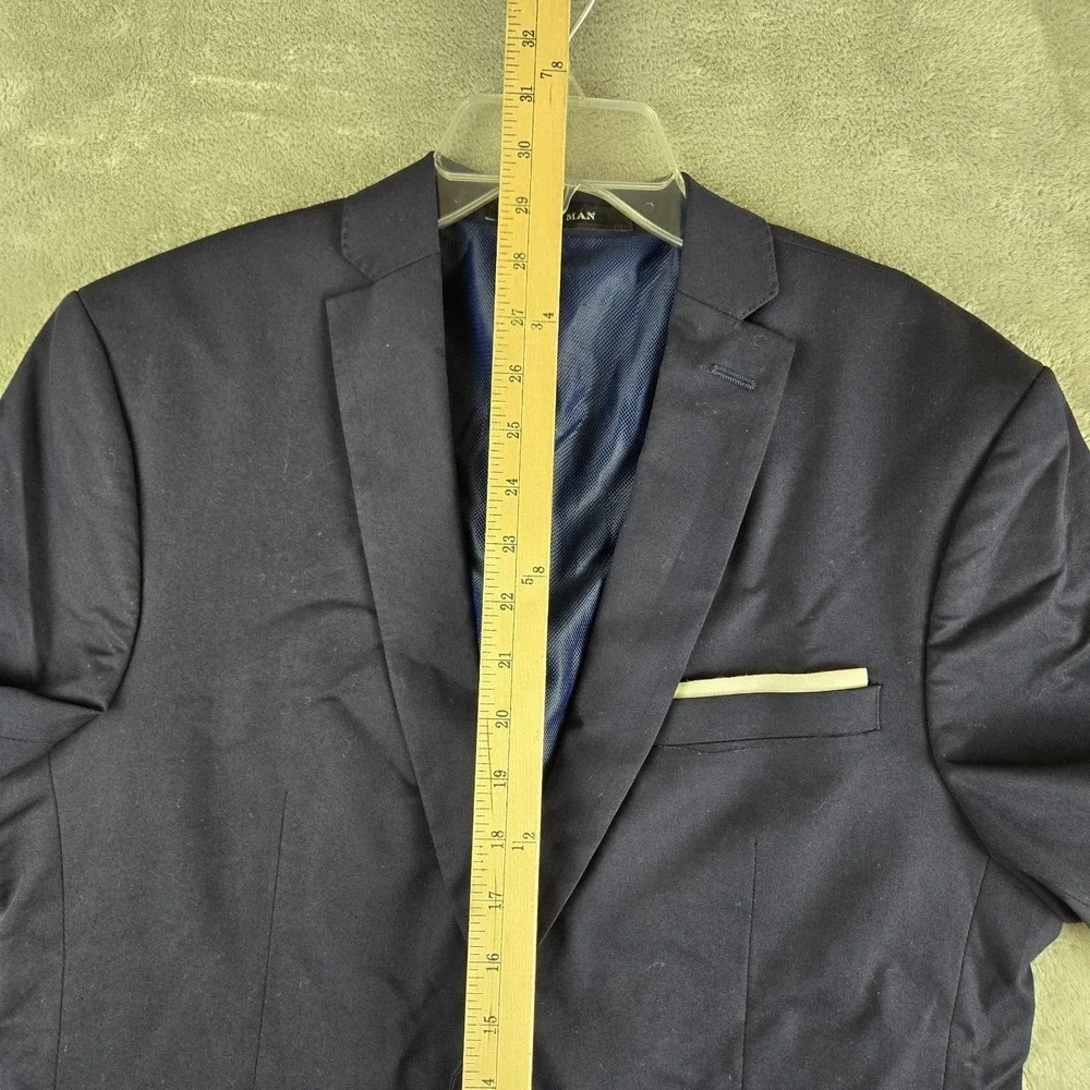Zara Blazer Jacket Mens 38 Navy Blue Stretchy 2 Buttons Modern Cocktail Career
